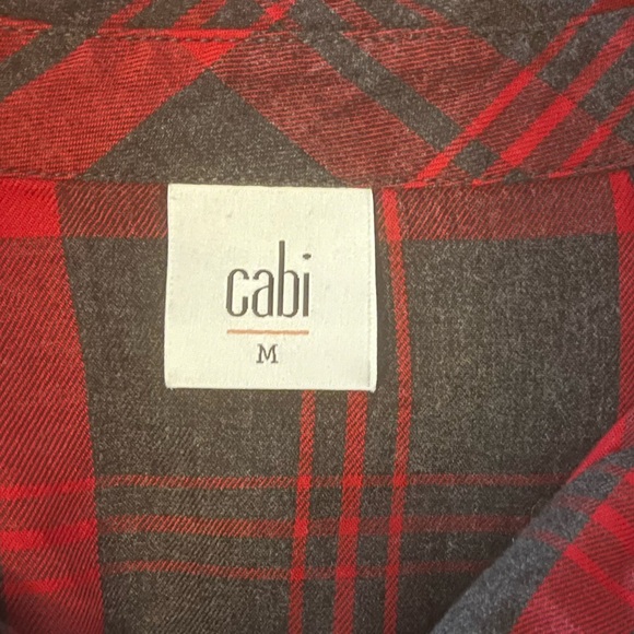 🛍️ 3 For $10 🛍️ CAbi #3587 Cunningham Plaid Popover Red Gray, Size M - Picture 5 of 8